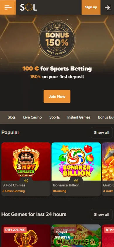 Sol Casino mobile home